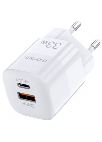 Зарядное устройство для GaN USBA/USB-C 33W QC3.0/PD/PPS (PD5006-EU-WH) CHOETECH gan usb-a/usb-c 33w qc3.0/pd/pps (287338614)