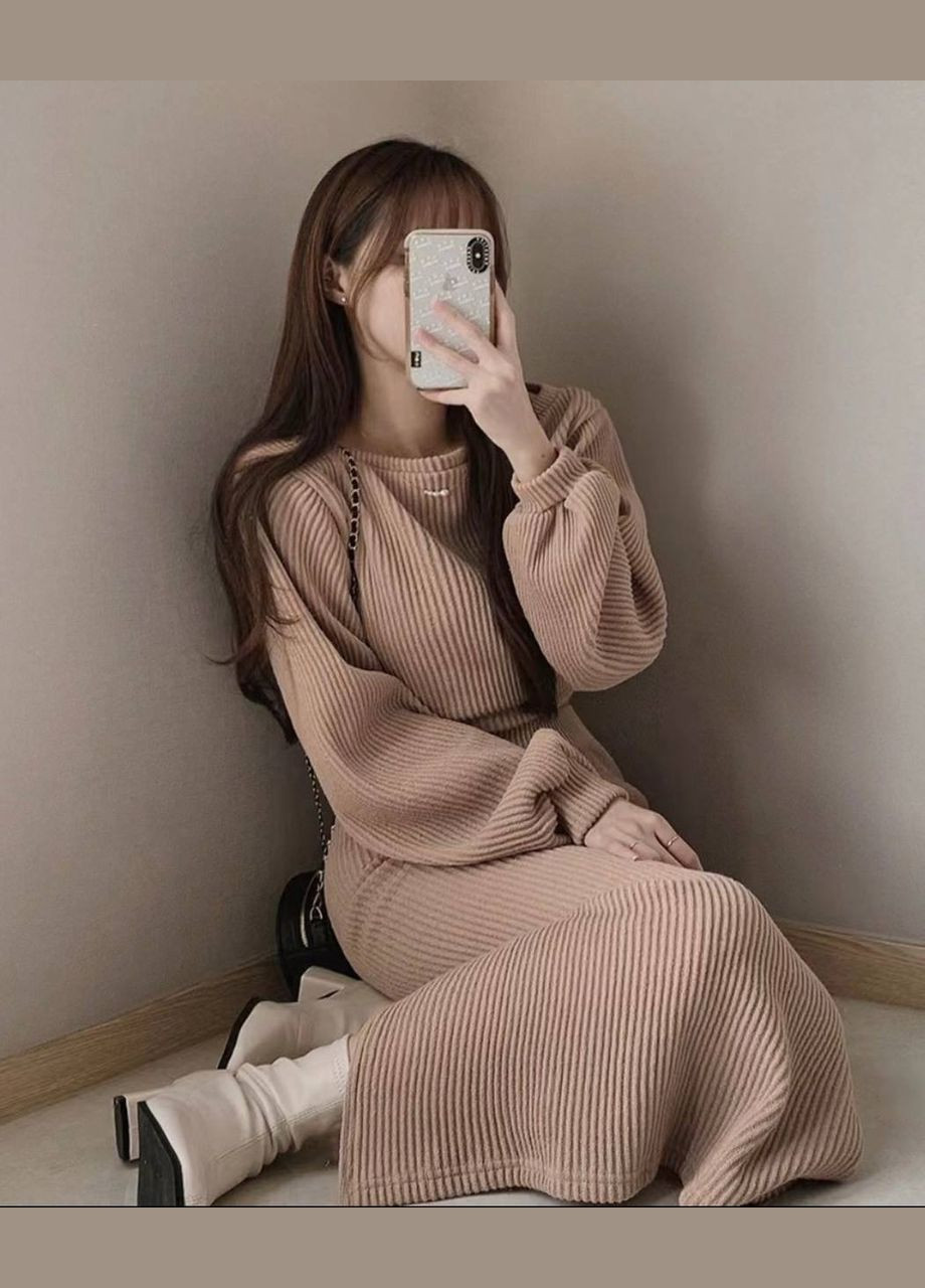 Костюм в рубчик зі спідницею та светром Adelante (321215391)