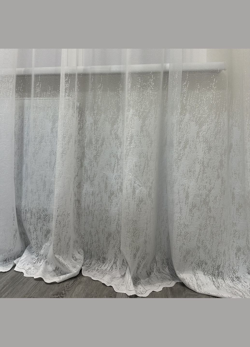 Готовий пошитий тюль з мармуровим низом білого кольору 400х270 см No Brand (299712225)