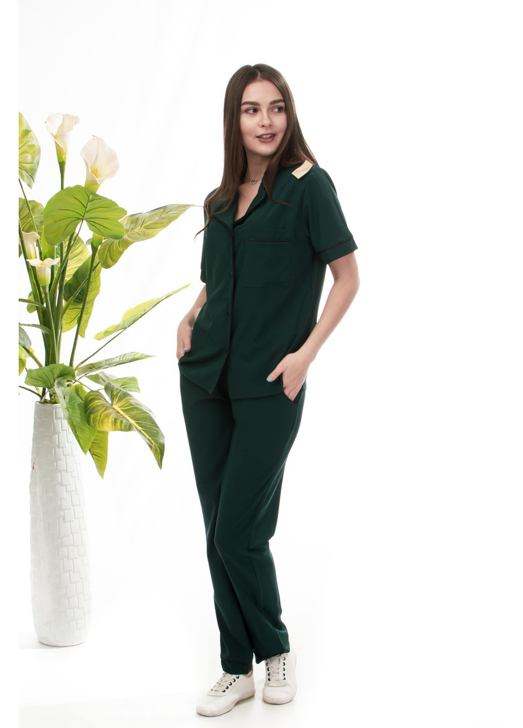 Смарагдова всесезон піжама жіноча lingerie (сорочка та штани) сорочка + брюки Serenade