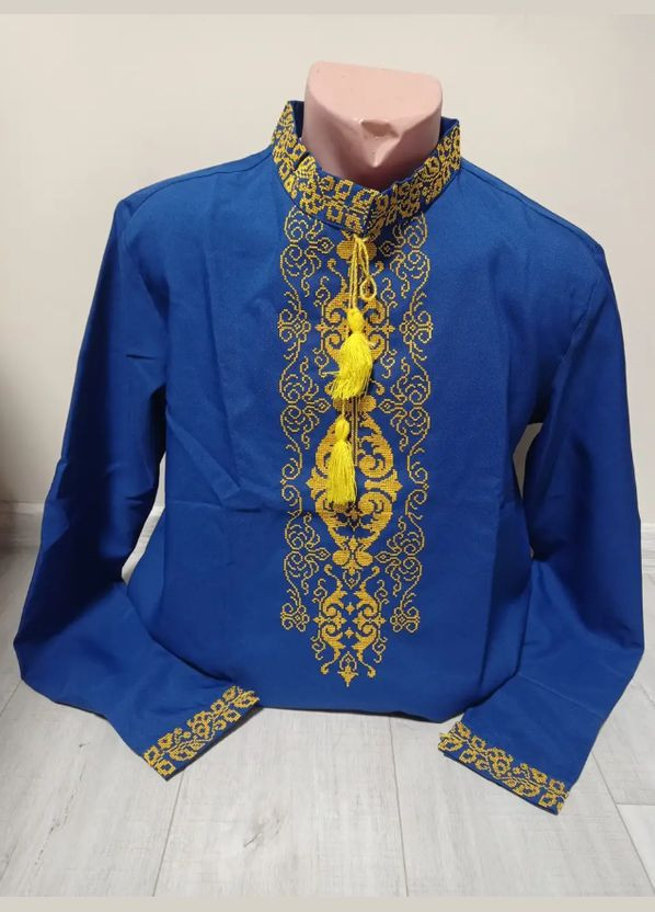 Синя вишиванка для хлопчика україна тд 6-16 років синій сорочка вишиванка для хлопчика сучасна вишиванка візерунок українська символіка (312016286)