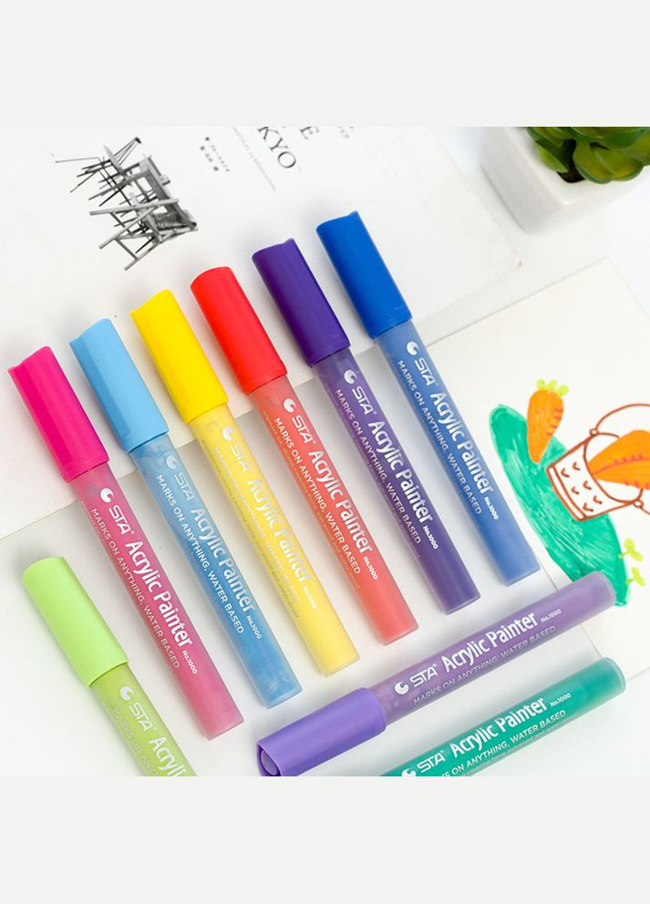 Набір акрилових маркерів для малювання на різних поверхнях 24 кольори STA (322650475)