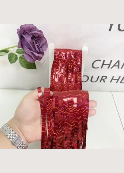 Дождик для фотозоны с блестящей голограммой 2 м на 1 м красный Jannet Дощик (316502805)