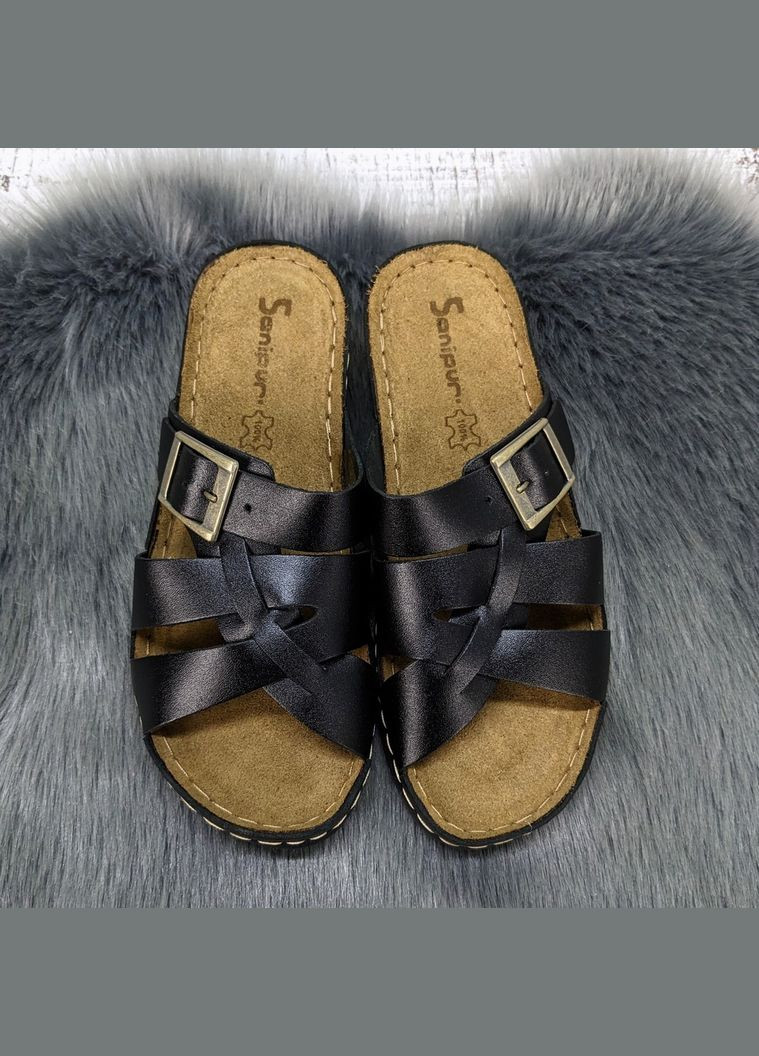 Шльопанці жіночі шкіряні на танкетці Sanipur (333799058)