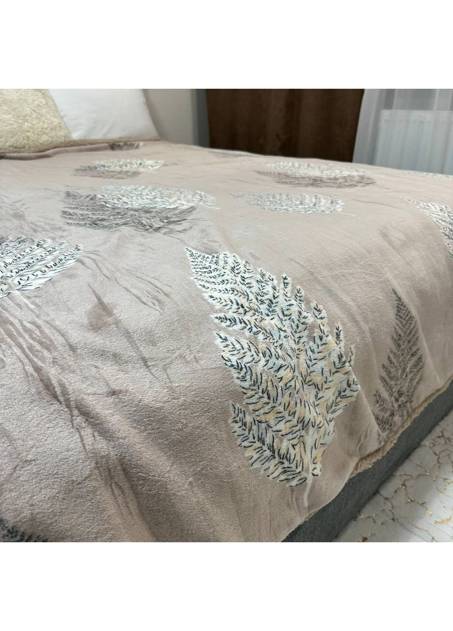 Двосторонній Плед "Comfort & Style" (Велюр + Teddy Fur), розмір 150*210 см кавового кольору з малюнком No Brand (366957586)