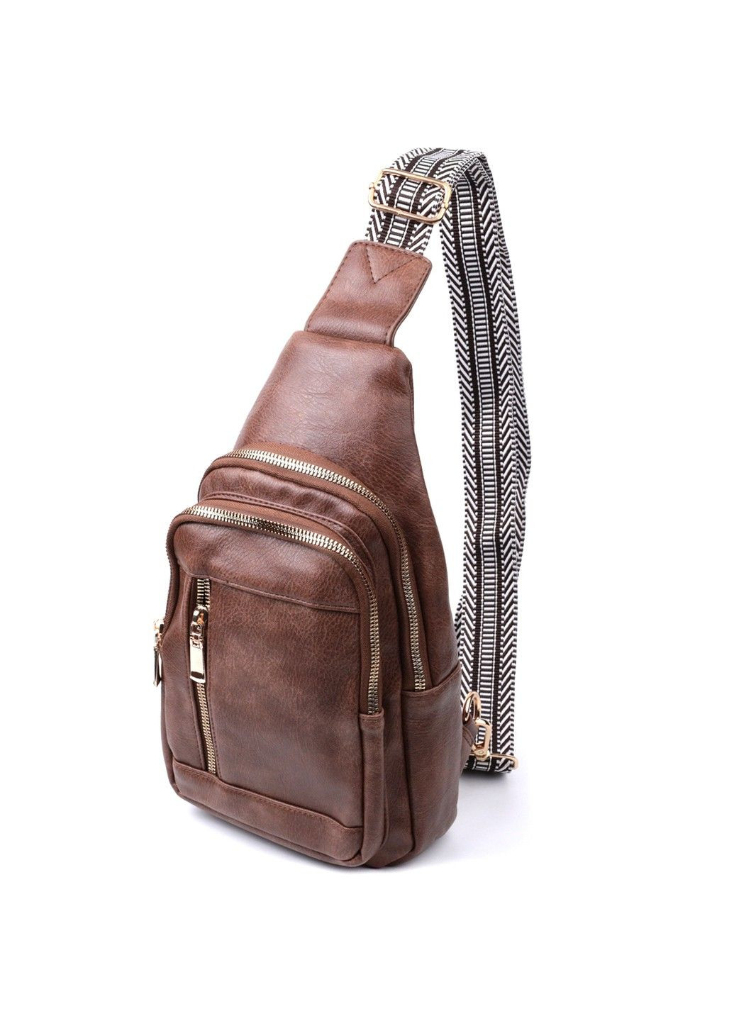 Зручна слінг сумка для жінок з екошкіри 22747 Коричневий Vintage (303877357)