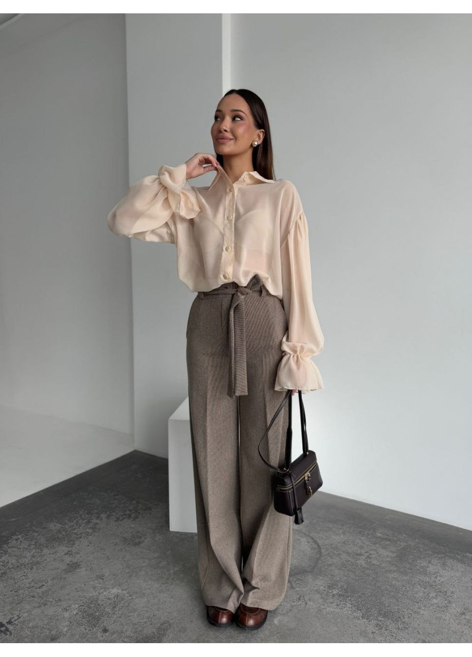 Бежевая блуза женская оверсайз Style Point