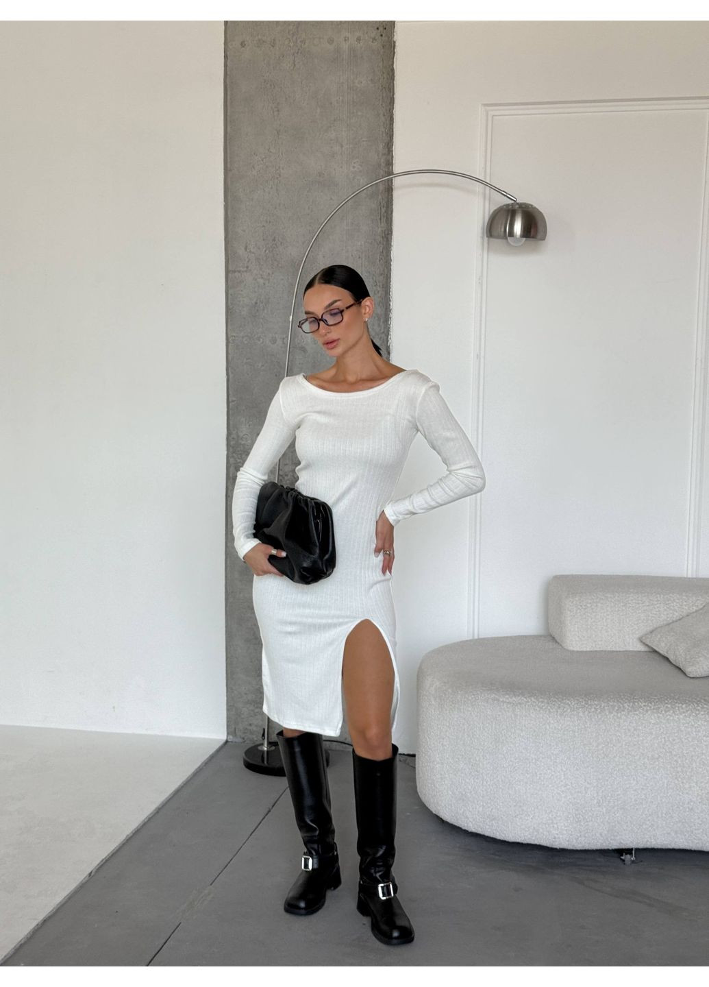 Білий повсякденний, вечірня, ділова, кежуал жіноча сукня елегантна Style Point однотонна