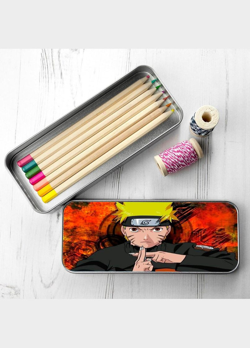 Органайзер для канцелярских принадлежностей металлический, кейс для мелочей Наруто #009 7*18 см Silver No Brand (309160854)
