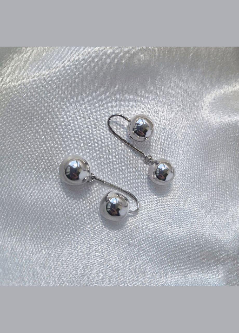 Срібні сережки 2 Кульки 10 мм на петлі срібло 925 проби Родоване 500076р 7.20г No Brand (341275234)