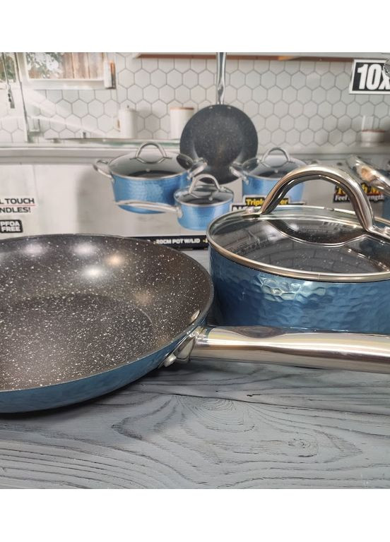 Набір посуду 7 предметів з мармуровим покриттям антипригарним A-Plus 3015 Набір каструль А-Плюс (350348972)