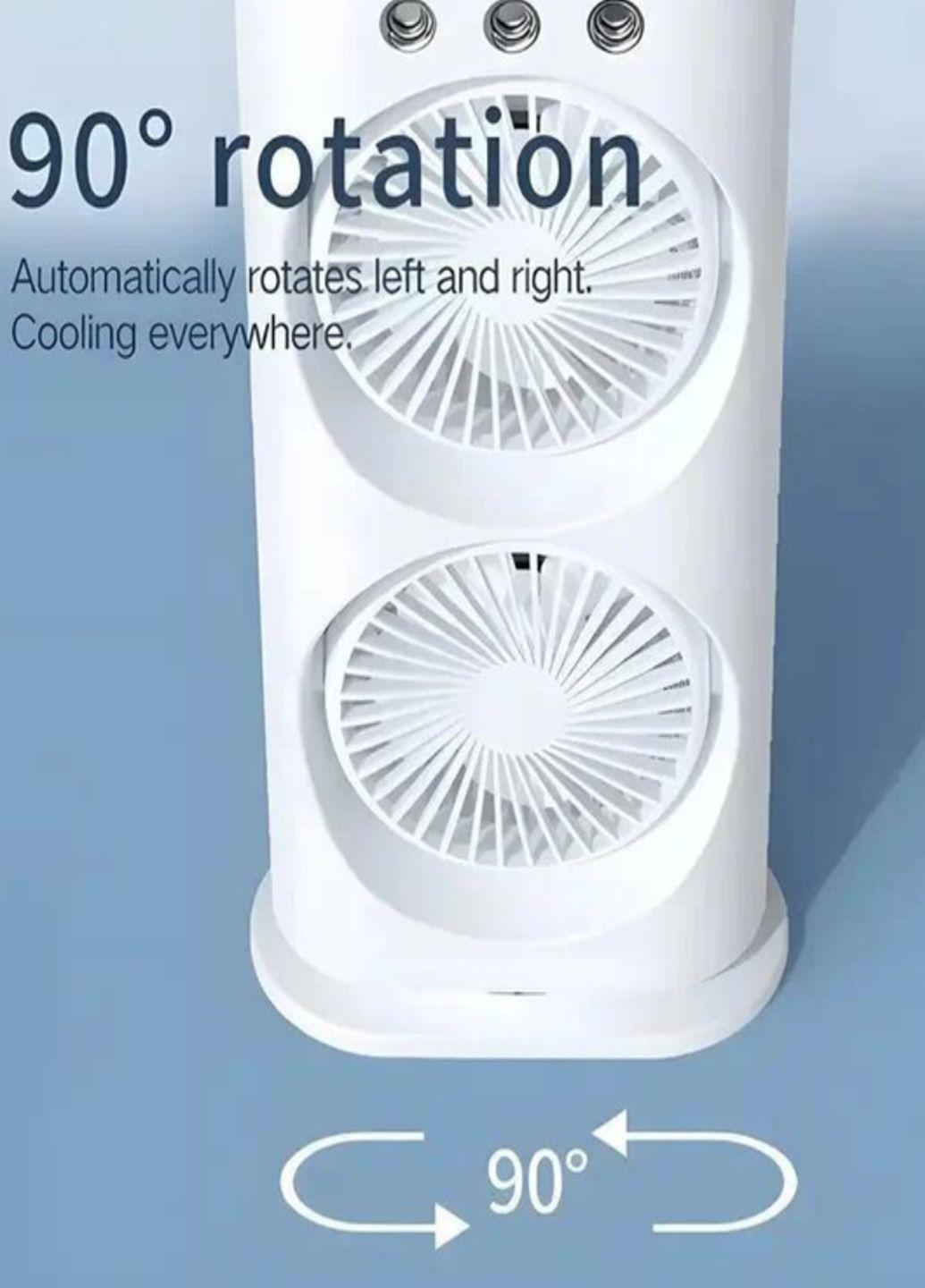 Настільний подвійний акумуляторний вентилятор VN 8420 із зволожуванням та кольоровою LED підсвіткою з пультом VTech (329421911)