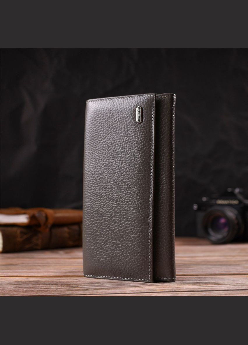 Містке жіноче портмоне з натуральної шкіри флотар 21851 Сіре Canpellini (329146934)