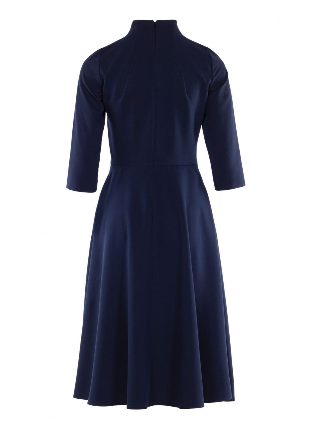 Темно-синее праздничный женское платье меди с горловиной и карманами (ll205120063) LadyLike