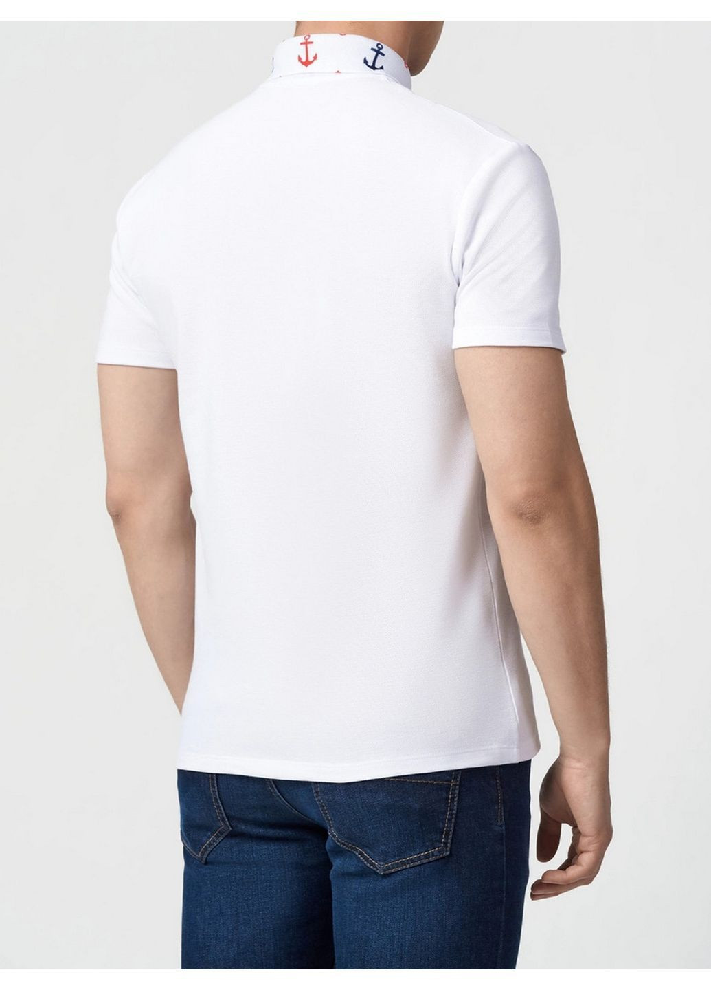 Поло 2022t7 біле приталене з морським коміром комфортний крій легка тканина чоловічий одяг Geronimo (370601376)