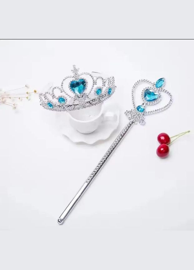 Набор аксессуаров для девочки принцессы - палочка, корона-диадема голубой No Brand (338438274)