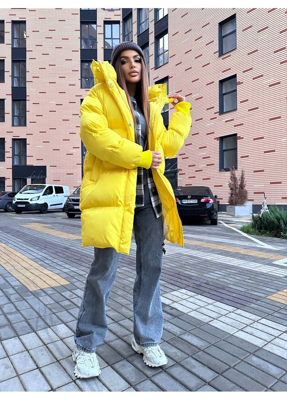 Желтый демисезонный Пуховик Style Point