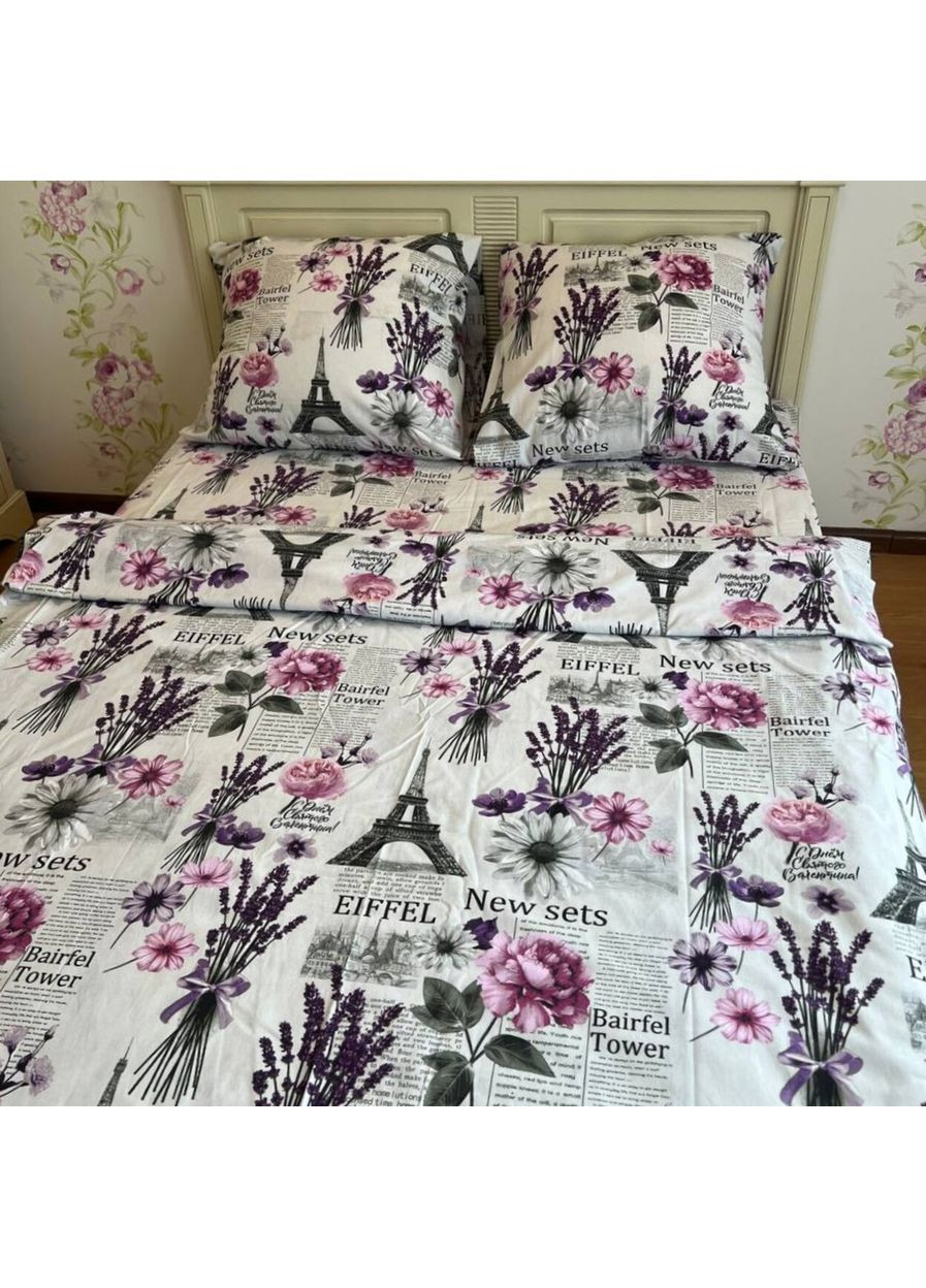 Постільна білизна полуторна біла Париж Фланель Байка A12B Ananasko (368239346)