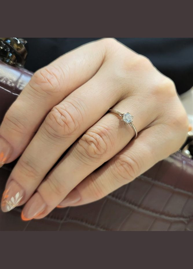 Серебряное кольцо с Белым камнем размер серебро 925 пробы Родированное 70363 1.37г No Brand (306742029)