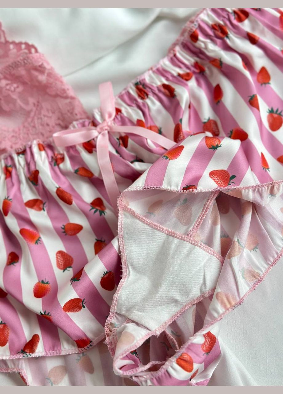 Розовая всесезон нежно соблазнительный комплектик для дома-пижамка топ + шорты Vakko