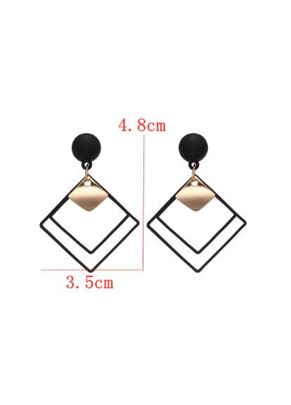 Серьги черные геометрия ромб квадратные No Brand (338436150)