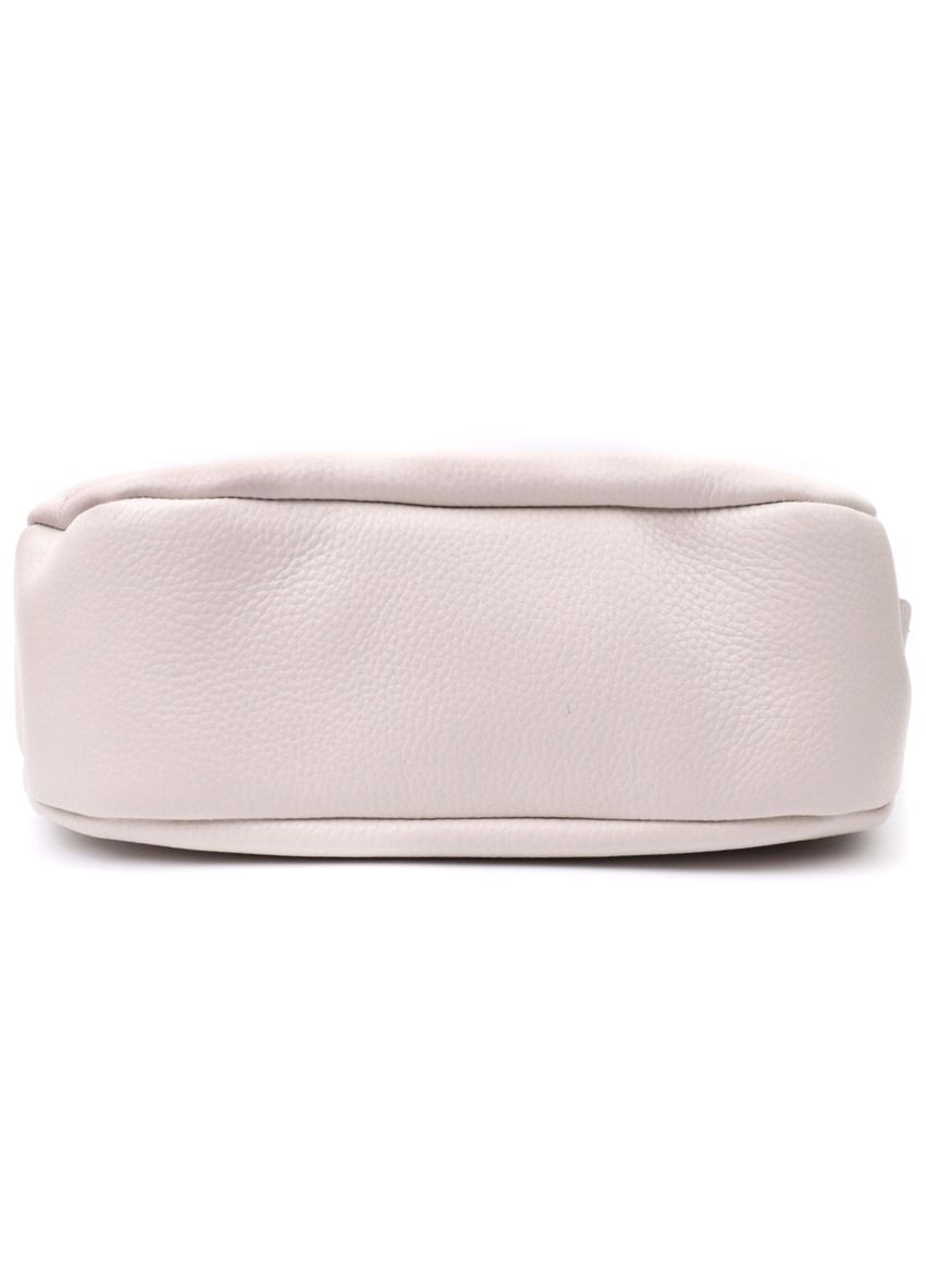 Жіноча сумка через плече з незвичайним бігунком брелоком з натуральної шкіри 22616 Біла Vintage (331906501)