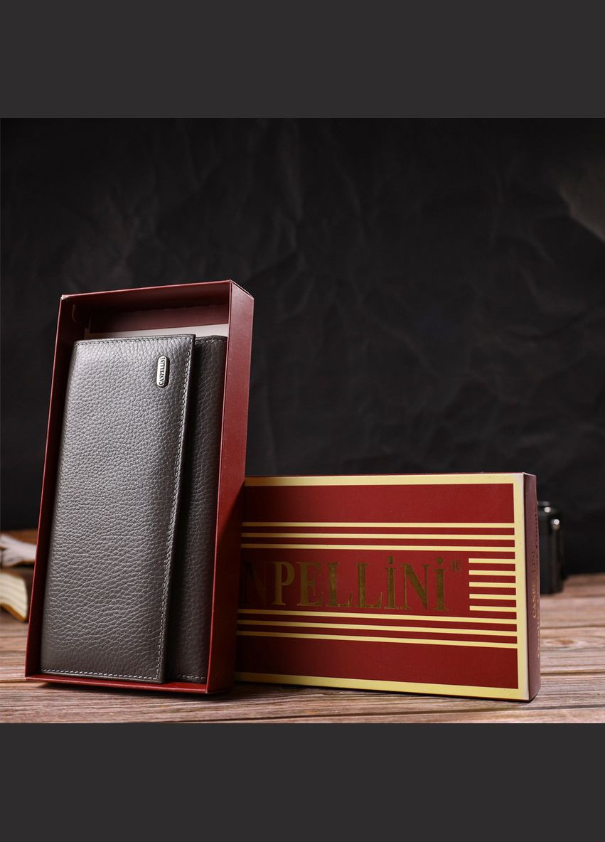 Містке жіноче портмоне з натуральної шкіри флотар 21851 Сіре Canpellini (329146934)