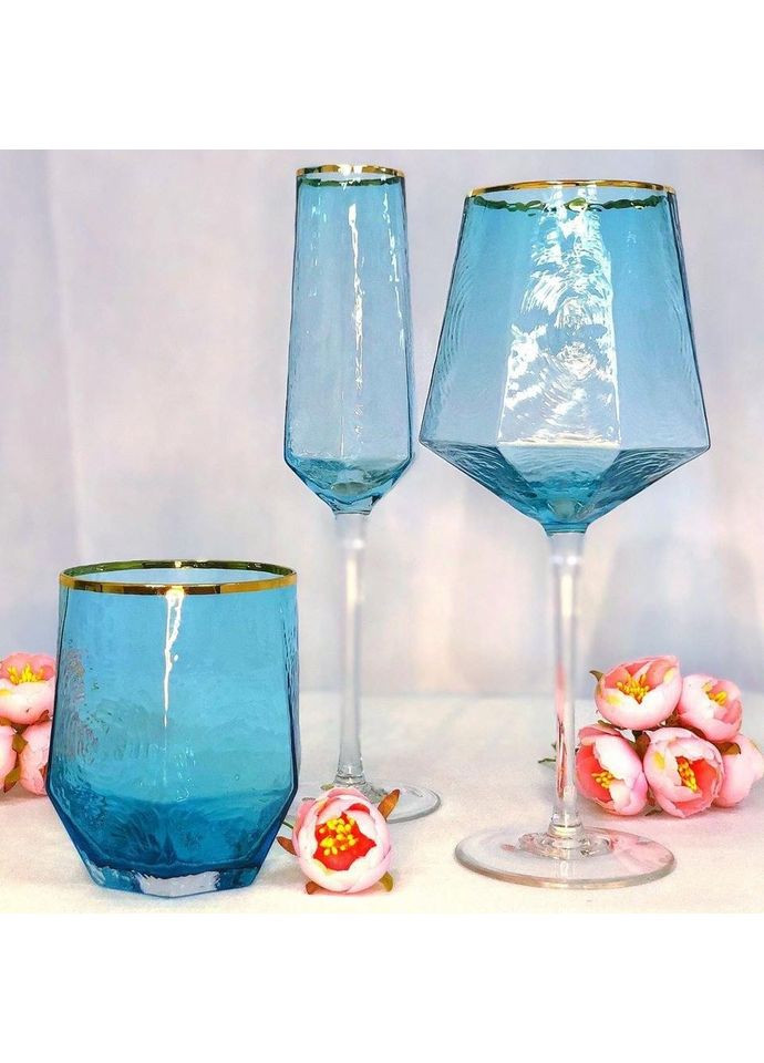 Келих для шампанського Бірюза GXF01A-B-gd 180 мл Olens (348168775)