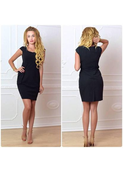 Комбинированное платье 746 черный KHAN