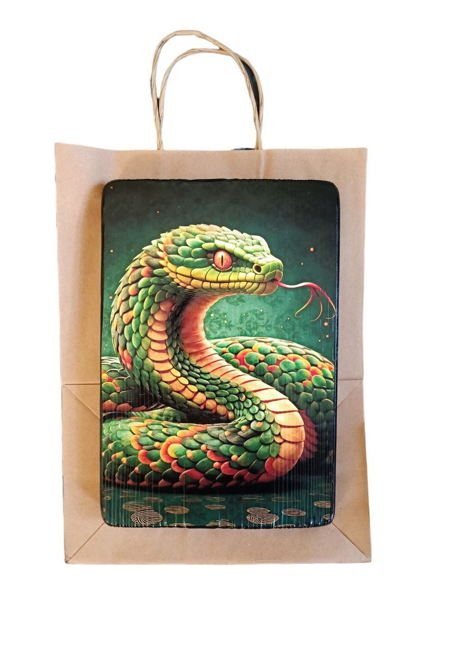 Панно на стіну на дереві Зелена змія хозяйка наступного року Handmade (307815245)