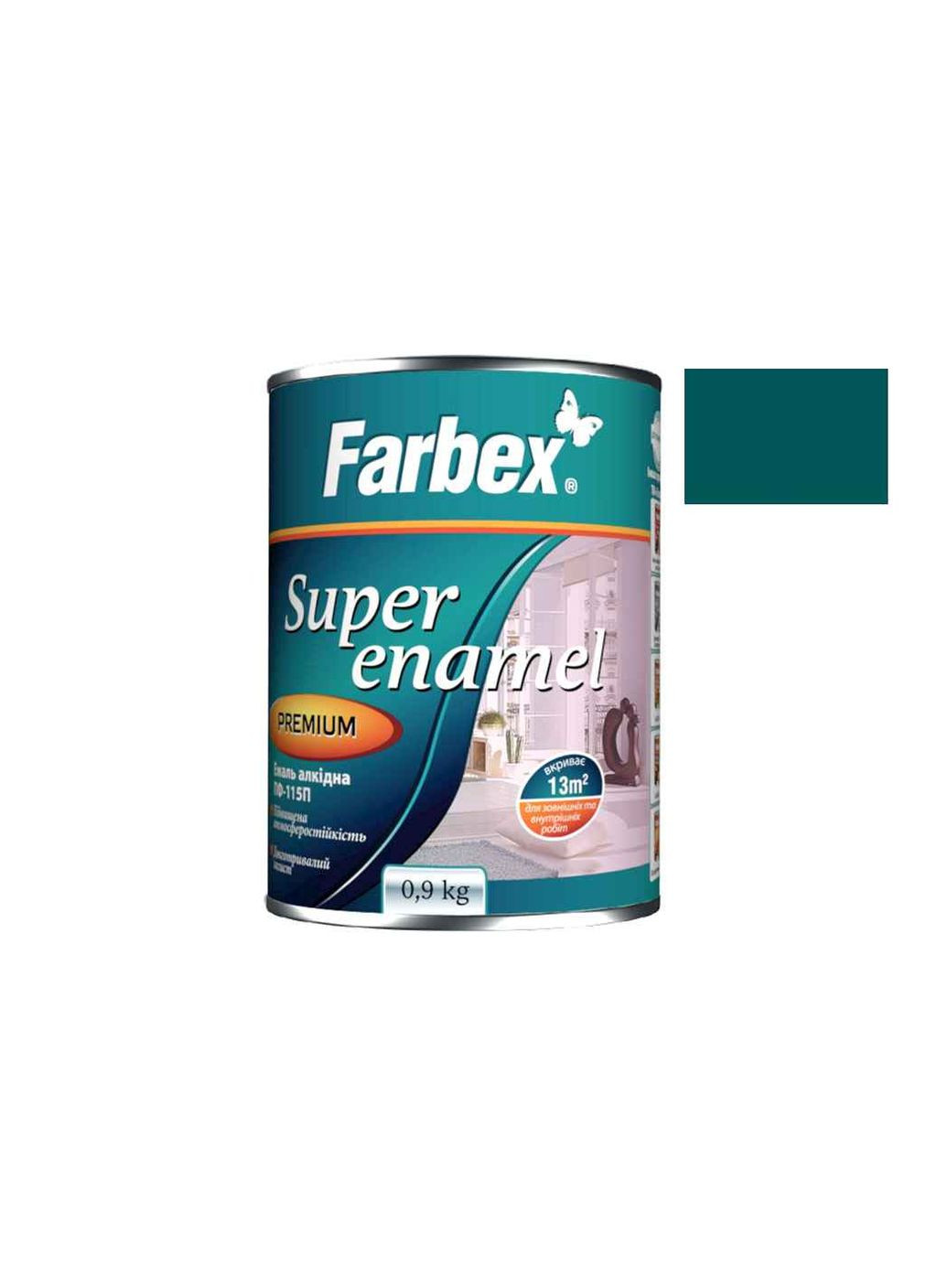 Эмаль алкидная ПФ-115 изумрудная 900г. Farbex (356456068)