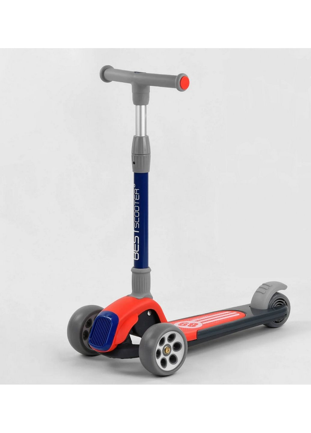 Самокат триколісний складне алюмінієве кермо, 3 колеса PU зі світлом 62х17х31 см Best Scooter (289366470)