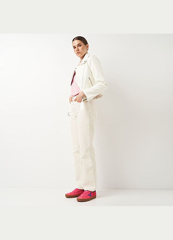 Біла демісезонна женская куртка из искусственной кожи a-sona k16631w - Ricco Grande