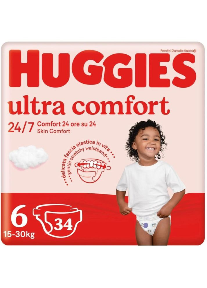 Подгузники на липучках Ultra Comfort, 6 (15-30 кг), 34 шт. Huggies (338782827)