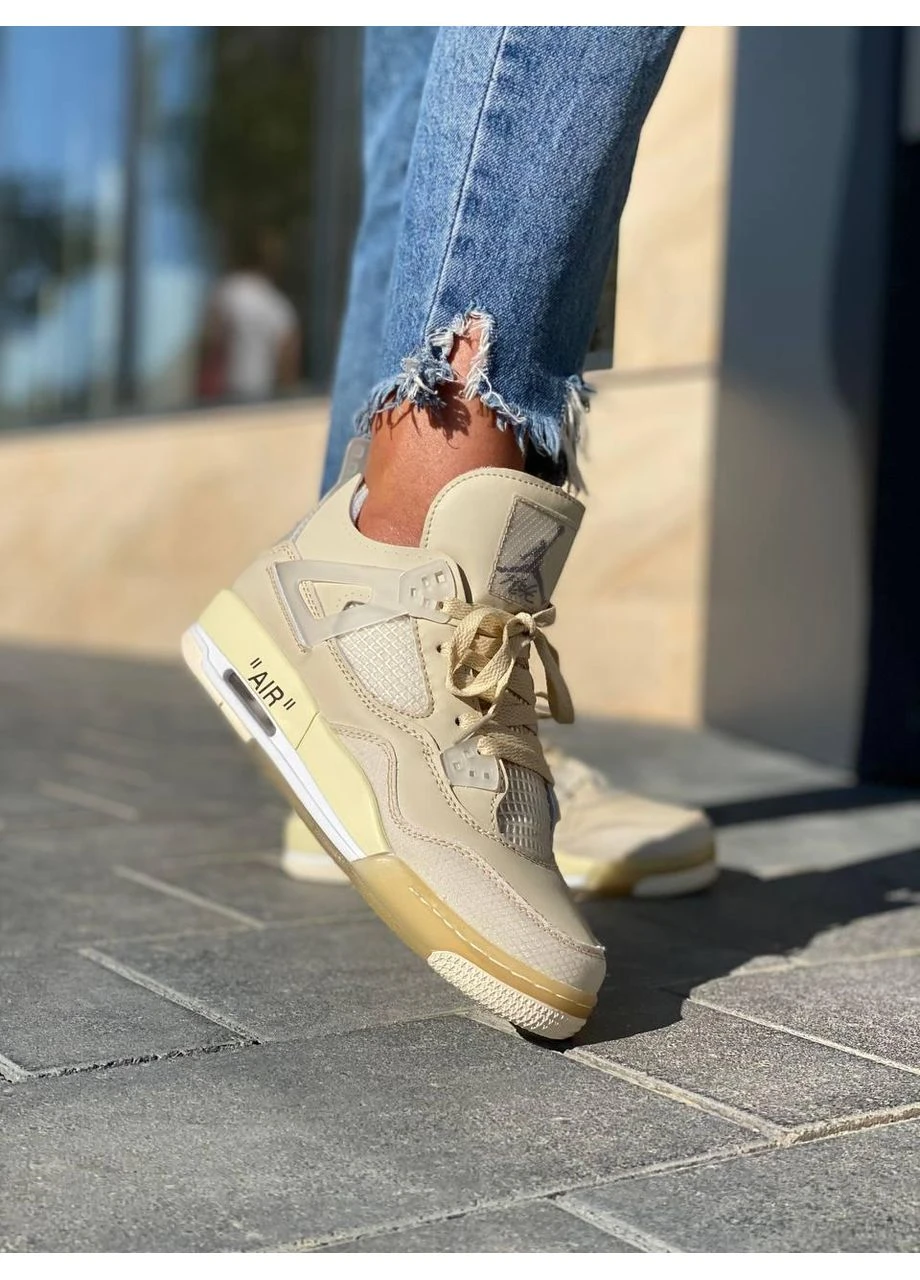 КРОСІВКИ ЖІНОЧІ NIKE AIR JORDAN RETRO 4 BEIGE WHITE НАЙК АІР ДЖОРДАН БІЛІ No Brand білі демісезони (391017187)