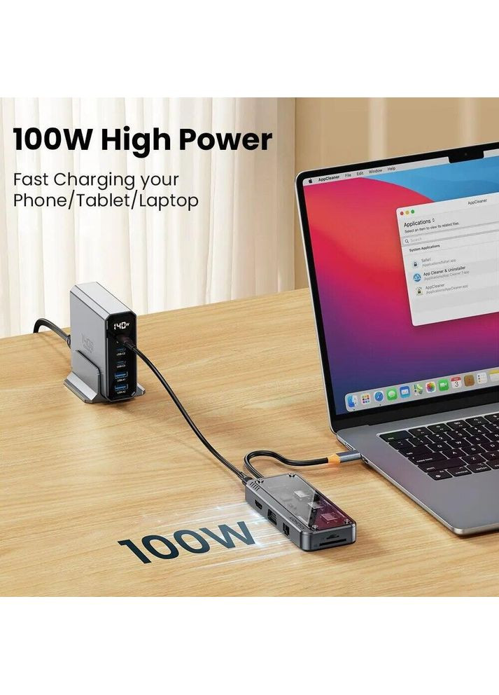 USB type C HUB 10 in 1 PD100W 4K 30 Гц USB 3.0 10 Гб/с RJ45 ЮСБ хаб для Макбуку Ноутбуку USB C type hub Baseus (366664728)