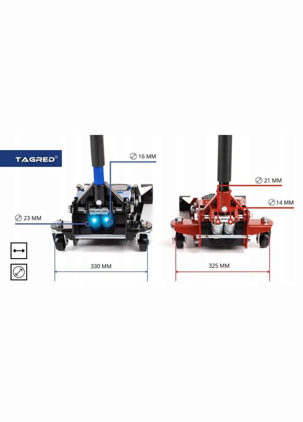 Двухпоршневой низкопрофильный домкрат TA288 4 т Tagred (301214886)