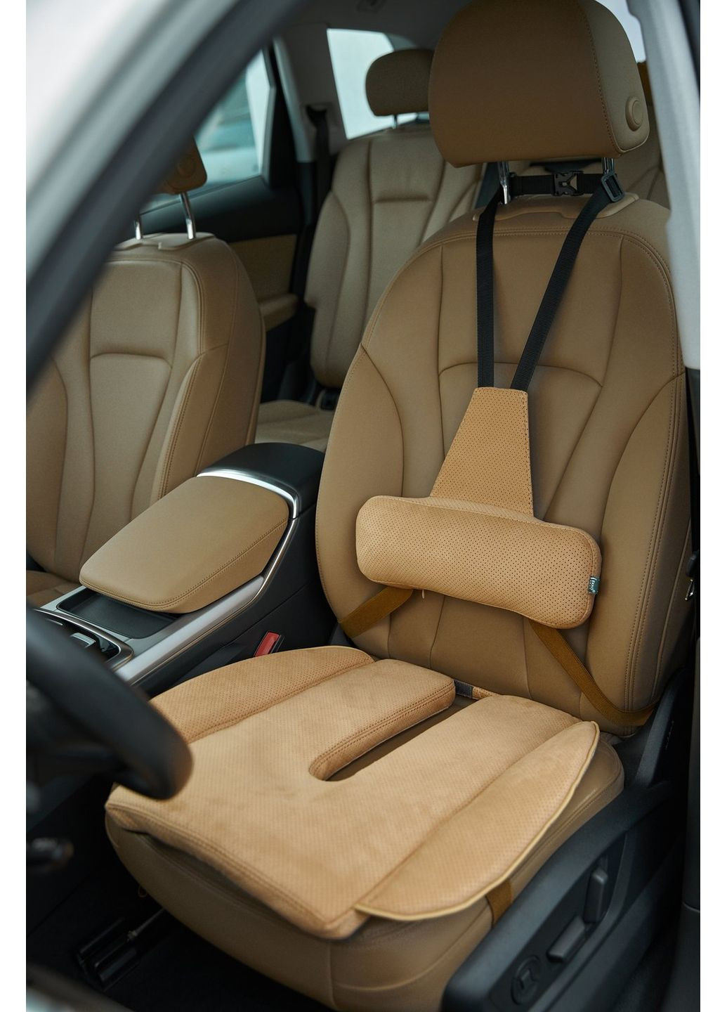 Топовий комплект з натуральної алькантари Еврофіксація 2. Бежевий. AV-1AL2EF-301 Ekko Seat (353718924)