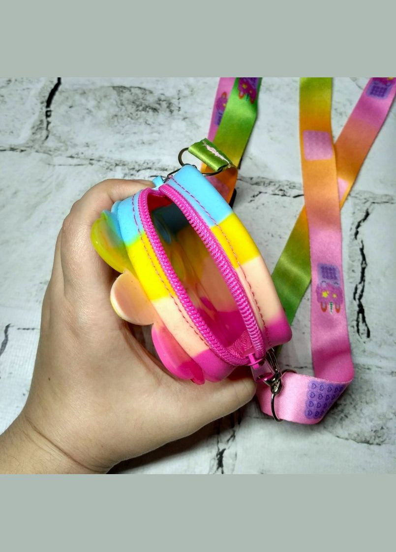 Сумочка мини силиконовая детская Единорог с цветами Unicorn Поп ит 11х8 см Разноцветная No Brand (327367897)