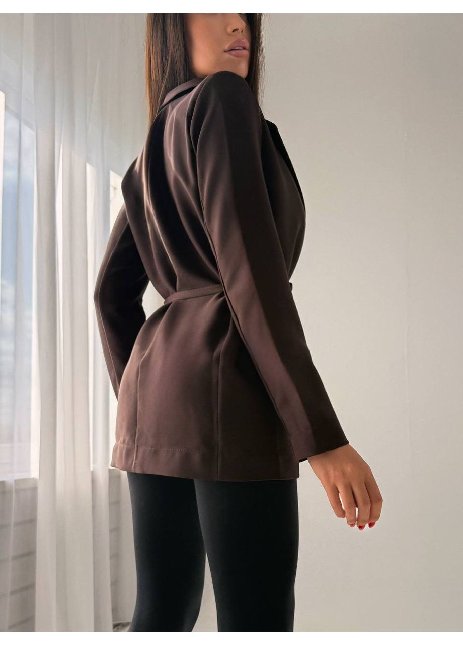 Темно-коричневый женский женский пиджак под пояс. Osoblyva -