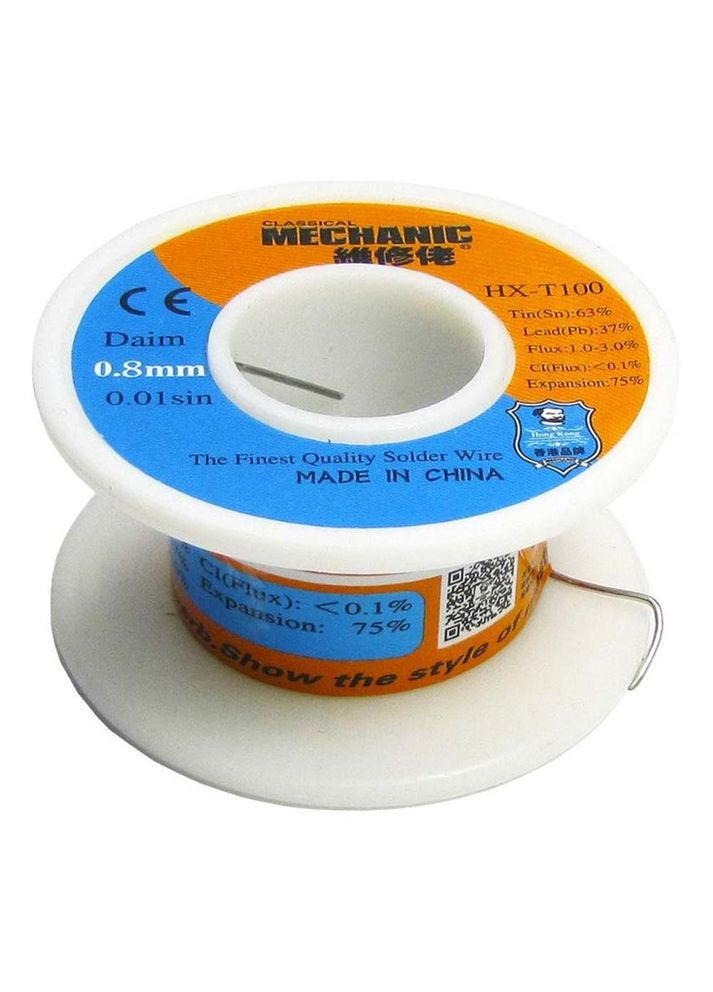 Припой HX-T100 0,8 мм, 55 гр, Sn 63%, Pb 37% Mechanic (322567792)