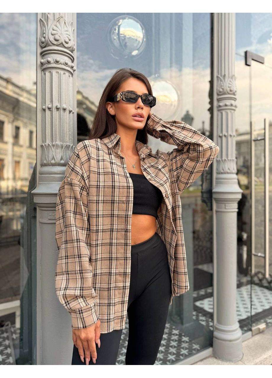 Жіноча сорочка оверсайз в клітинку MonCher (349453505)