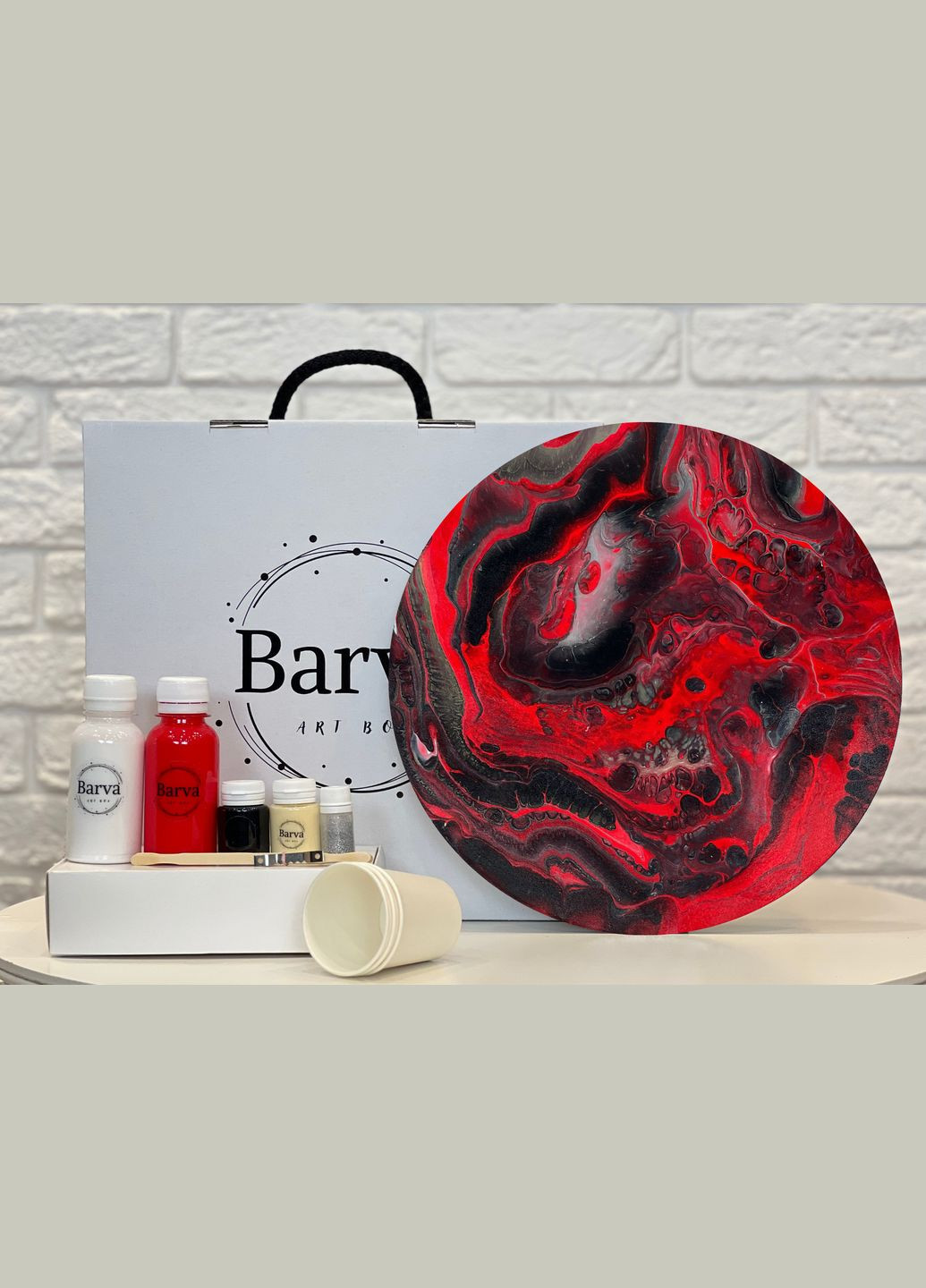 Подарунковий набір "Пристрасть" для створення картини у техніці абстрактного живопису рідкий акрил Коло 30 см Barva (315891013)