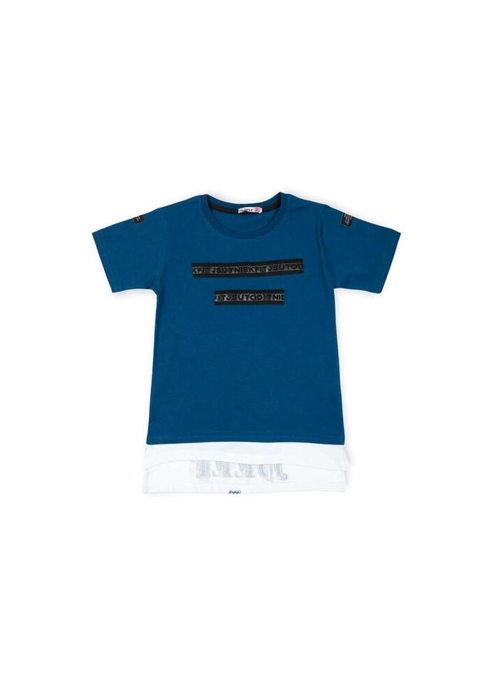 Синяя демисезонная футболка детская "32" (7182-146b-indigo) Haknur