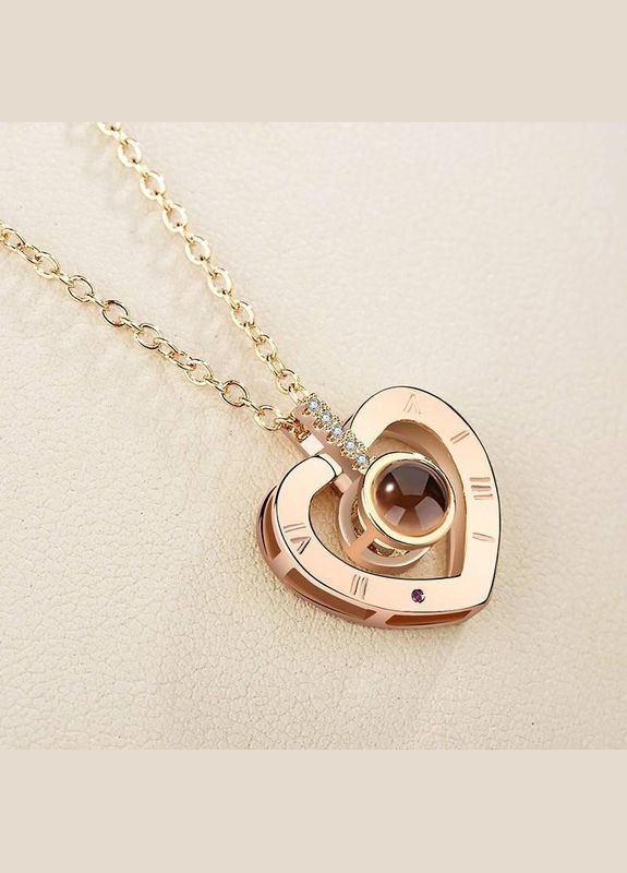 Кулон в форме сердца с проекцией "I love you" на 100 языках мира No Brand (334337697)