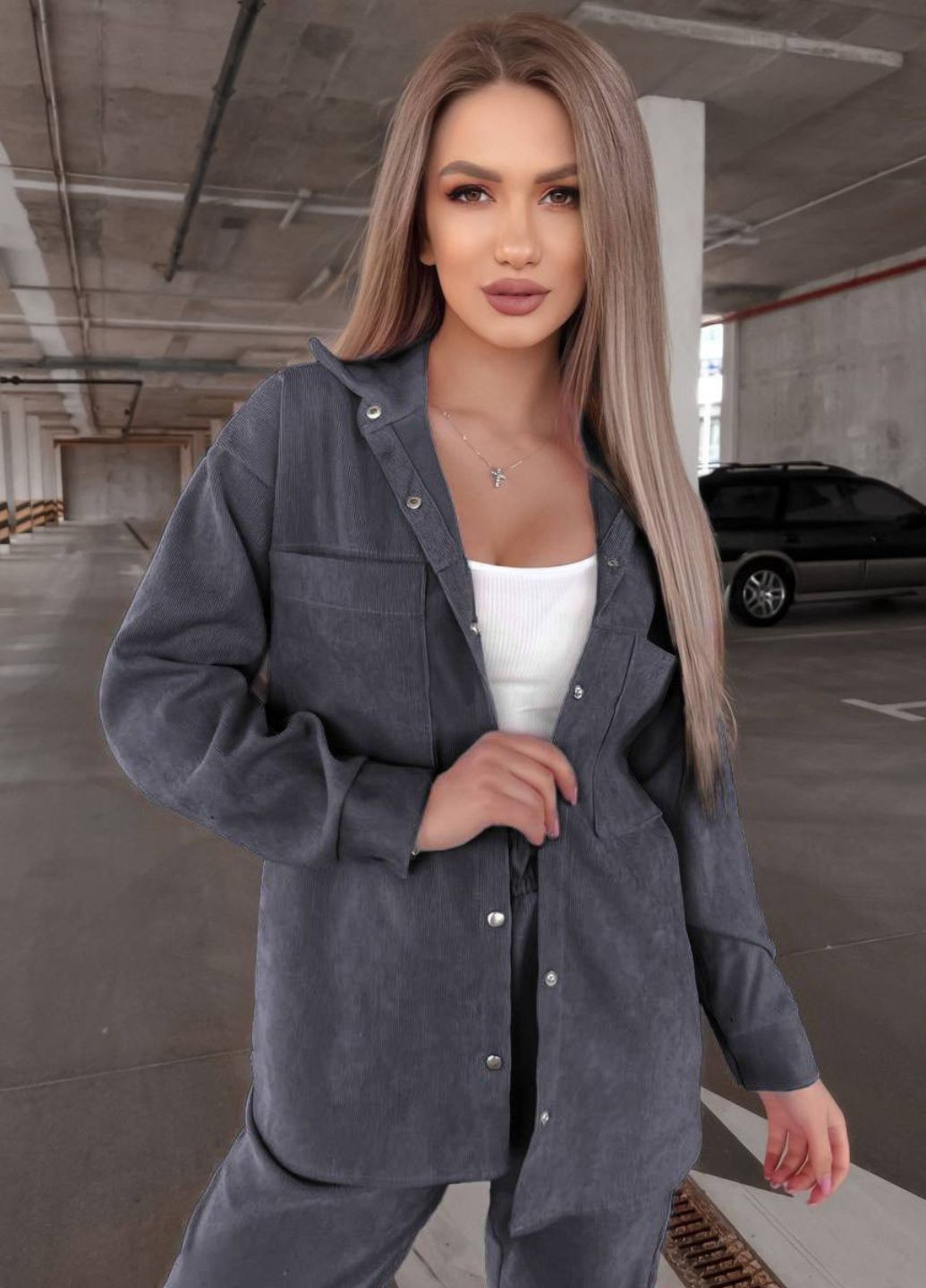 Базовий повсякденний вельветовий костюм двійка: сорочка на кнопках + штани на резинці Tik-Tak (324162257)