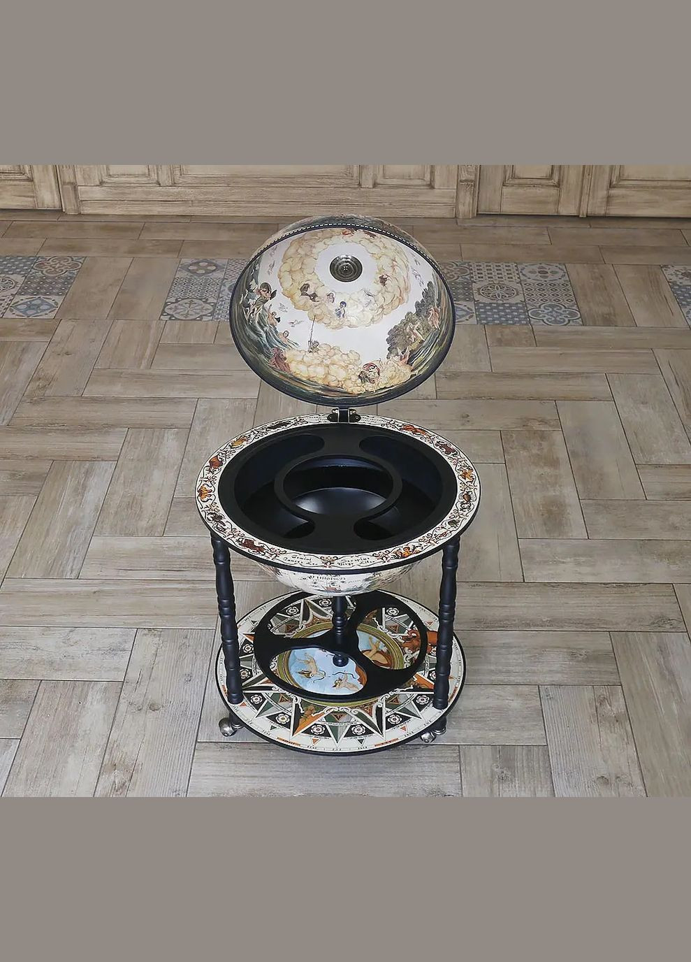 Глобус-бар на колесах карта світу подарунок чоловікові шефу від колективу | Діаметр сфери 45 см Handmade 45001W-В (345646760)