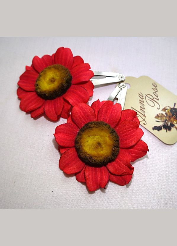Заколка тик так с цветами из фоамирана ручной работы "Красное Солнышко" No Brand (349843159)