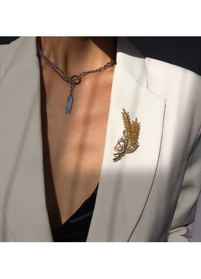 Брошка "Колосся пшениці", два колоски, брошка шпилька, символ України, жовта No Brand (322429476)