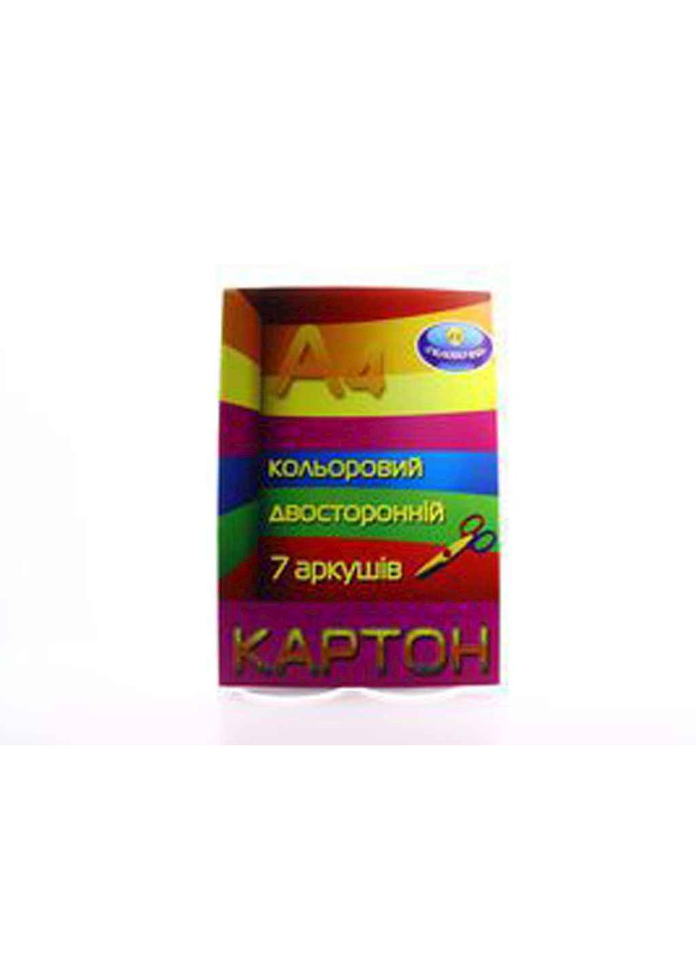 Картон кольоровий 2-сторонній, А-4 на 7 арк (7 кольорів) Тетрада (364683768)